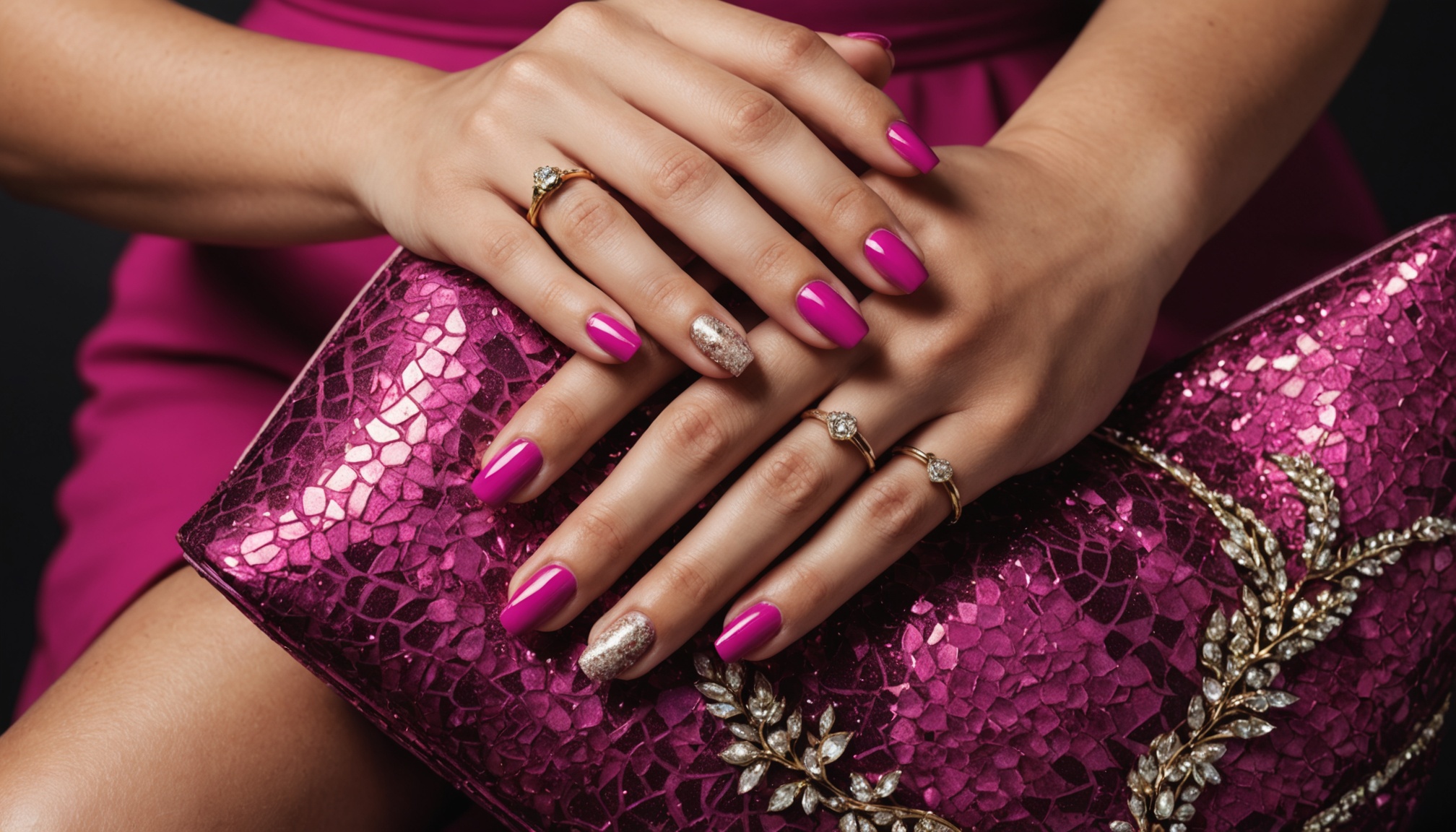 jakie paznokcie do sukienki w kolorze fuksji 3