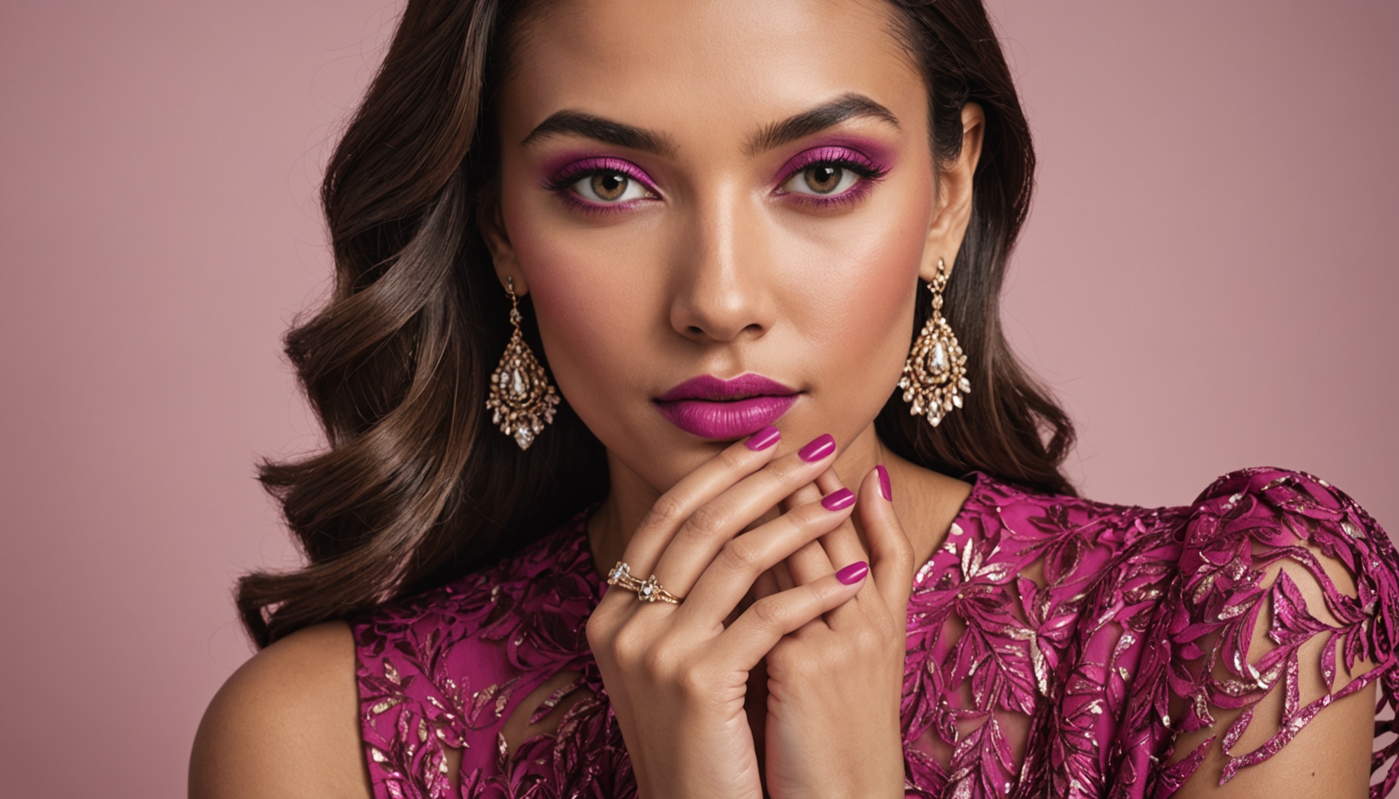 jakie paznokcie do sukienki w kolorze fuksji 4